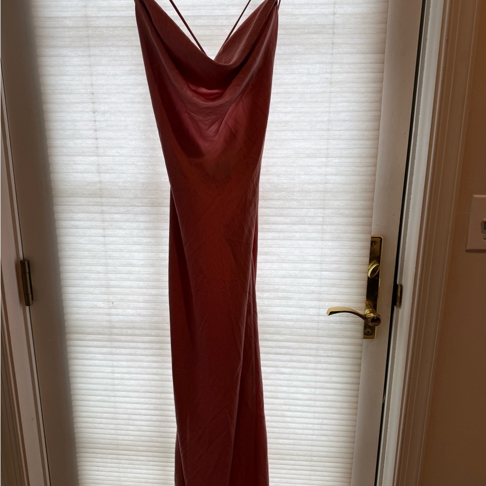 Michael Costello Elegant Backless Scarlet Gown